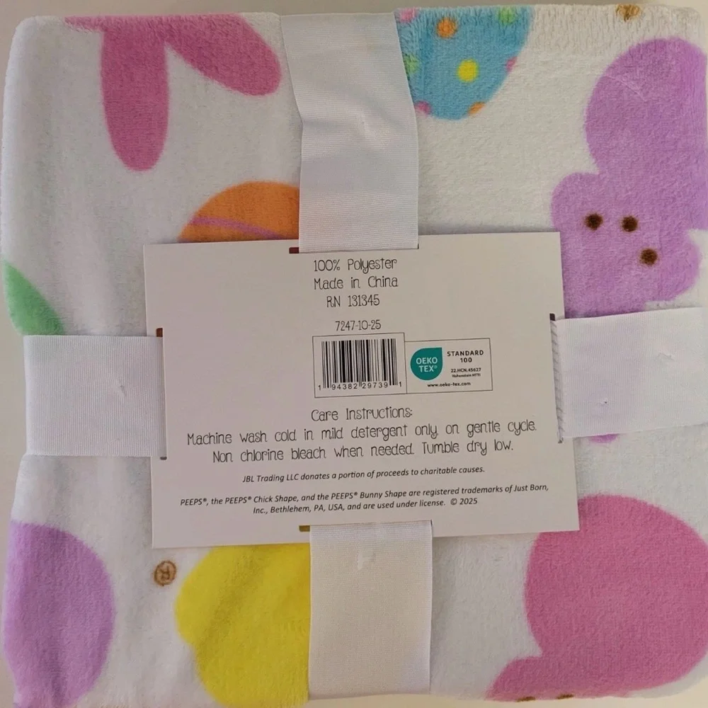 Peeps Plush Throw Blanket - Pastel Multicolor Bunny Print